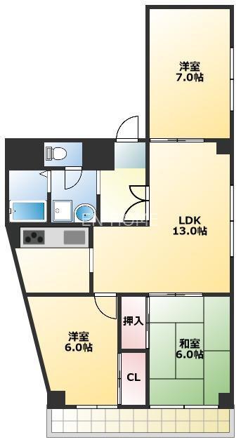 メゾンサンク(3LDK/4階)の間取り写真