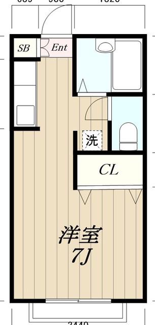 ヤマトハイツ(ワンルーム/2階)の間取り写真