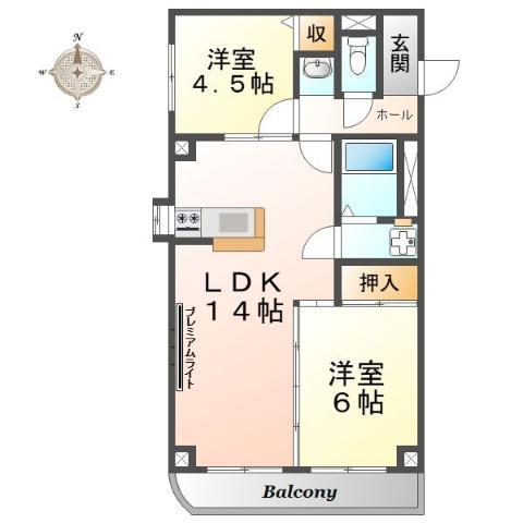 シティマンション イワタ(2LDK/3階)の間取り写真