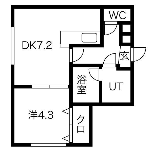 ラッフルズコート(1LDK/4階)の間取り写真