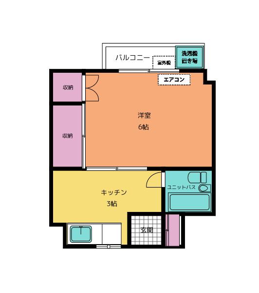 おおいたリバーサイドビル(1K/3階)の間取り写真
