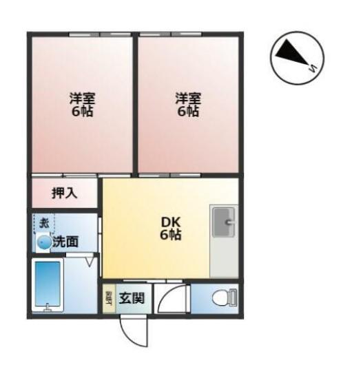 東和開発第2ビル(2DK/1階)の間取り写真