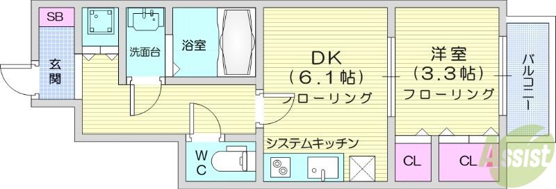 リーブル(1DK/1階)の間取り写真