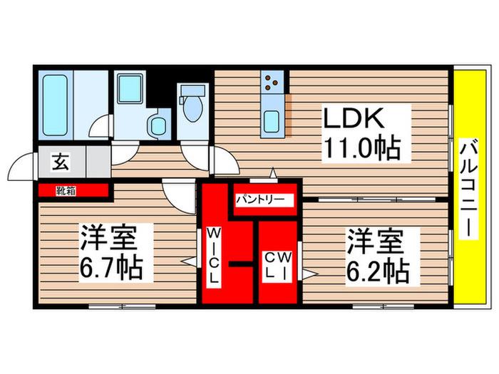 リヴェール・アセットI(2LDK/3階)の間取り写真