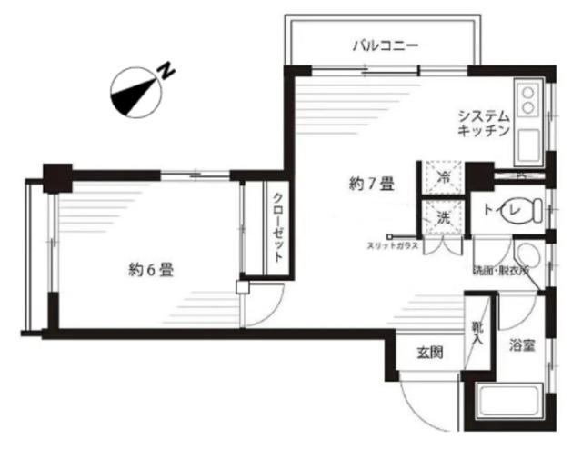 東常盤松マンション(1DK/3階)の間取り写真