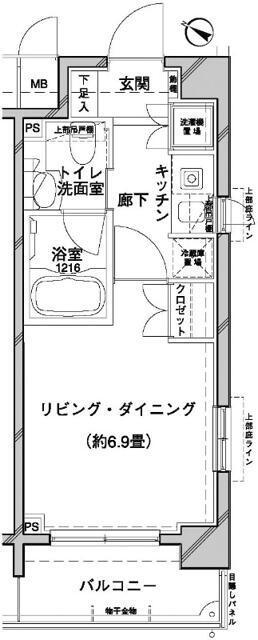 THEパームス田園調布(1K/3階)の間取り写真