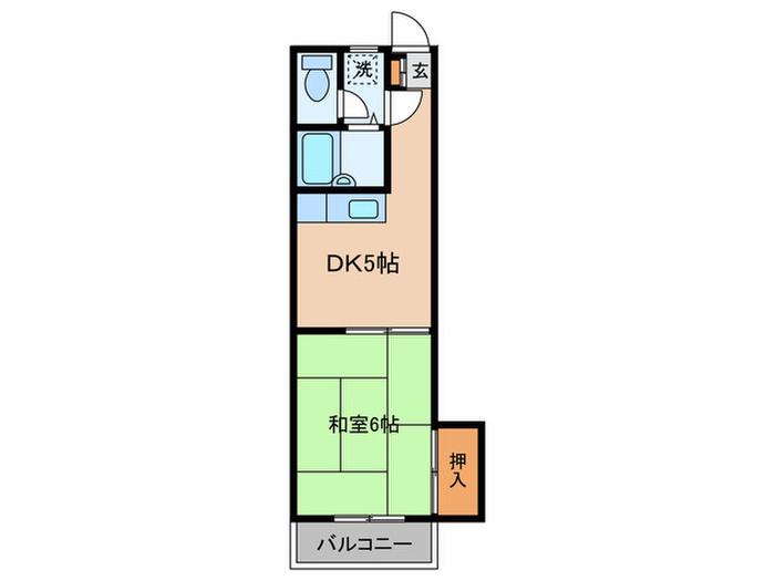 岩井ハイツ2(1DK/2階)の間取り写真