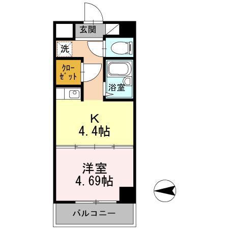 土井ハイツ北条口(1K/3階)の間取り写真