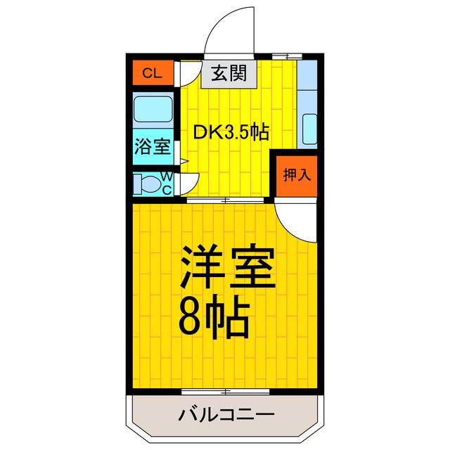 サンシティ鳴門3(1DK/2階)の間取り写真