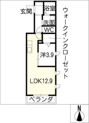 ボヌール(1LDK/2階)の間取り写真