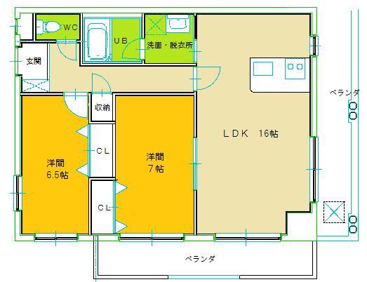 グランディール(2LDK/5階)の間取り写真