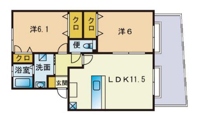 エトワール有田(2LDK/1階)の間取り写真