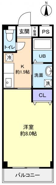 アドラブール勝田台(1K/1階)の間取り写真