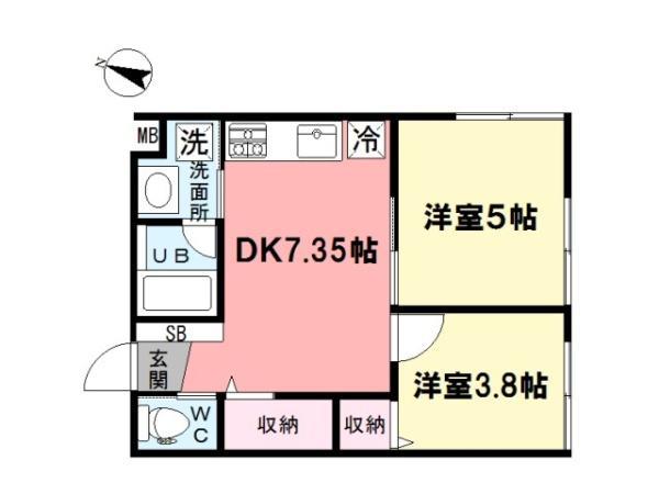 ステージ下石神井(2DK/1階)の間取り写真
