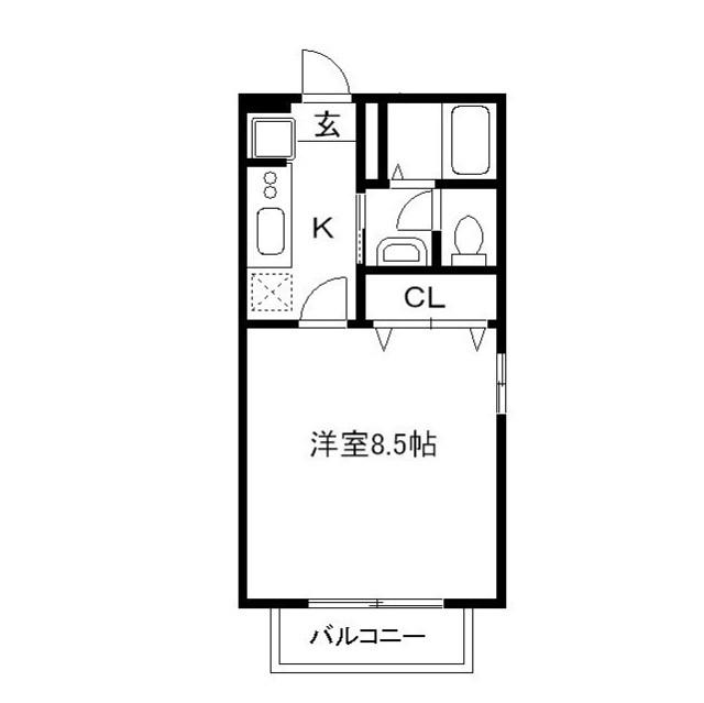 フォンティーヌ・シャンテ(1K/1階)の間取り写真