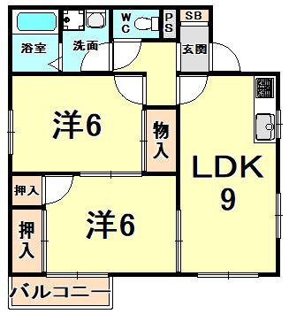 メゾン・ド・フルール(2LDK/2階)の間取り写真