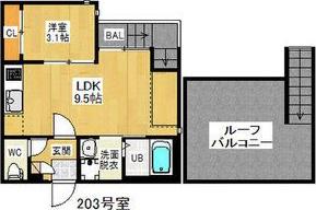 GRANDTIC CUORE(1LDK/2階)の間取り写真