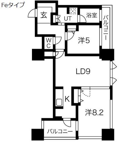 アルグラッドザ・タワー心斎橋(2LDK/14階)の間取り写真