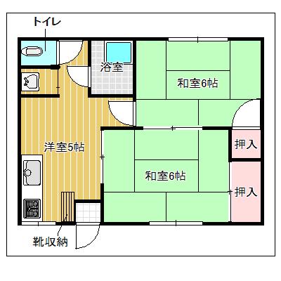治美荘(2DK/1階)の間取り写真