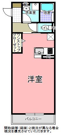 プライムコート白梅(ワンルーム/3階)の間取り写真