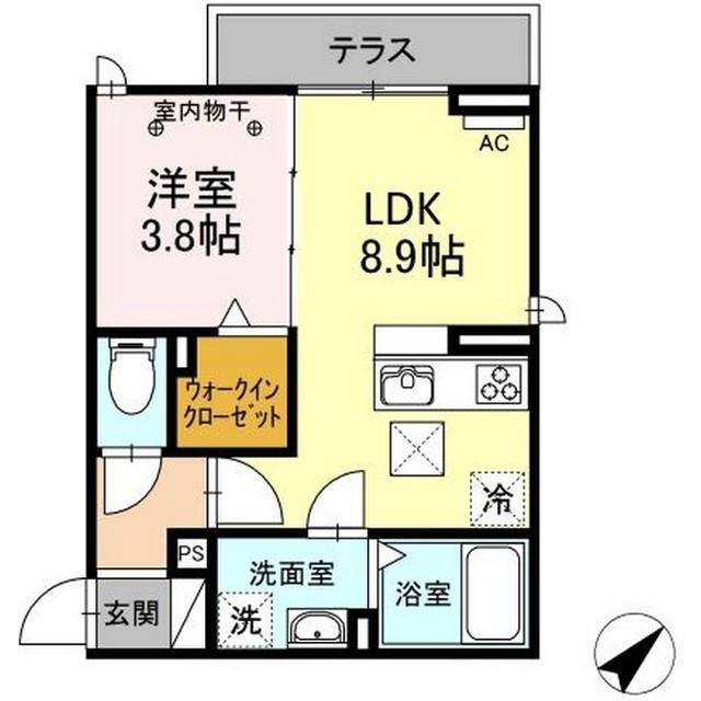 ONE UNIVERSITY PLACEワンユニバーシティプレイ(1LDK/1階)の間取り写真