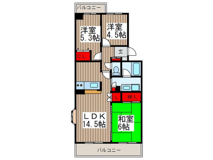 新座四季タウン(3LDK/3階)の間取り写真