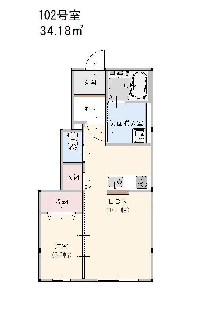 シーサーハイム(1LDK/1階)の間取り写真