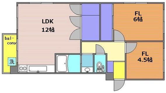 中銀世田谷マンシオン1号館(2LDK/4階)の間取り写真