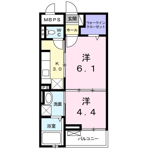 ロイヤル千代田(1DK/2階)の間取り写真