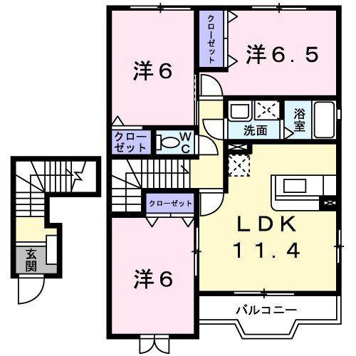 エアリースクエアA(3LDK/2階)の間取り写真