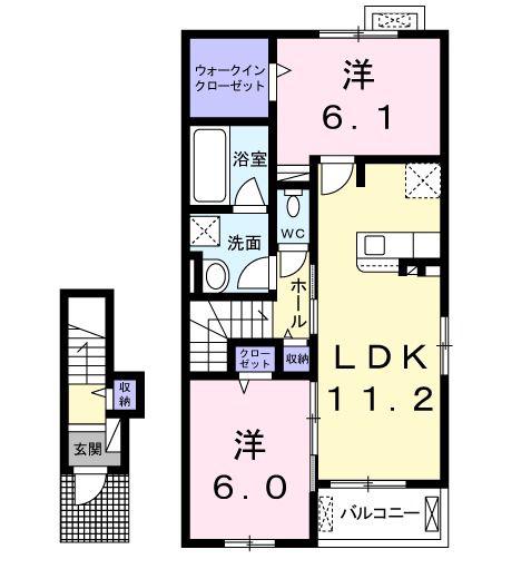 リュミエール(2LDK/2階)の間取り写真