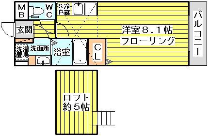 リセスコートII(1K/3階)の間取り写真