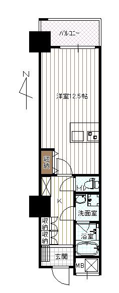 ビブレ中央(1K/5階)の間取り写真