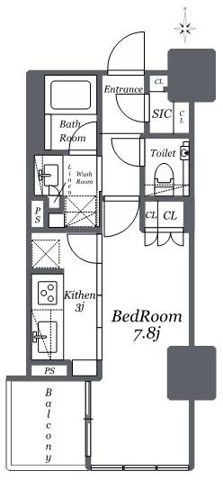 宮益坂ビルディングTHE SHIBUYA RESIDENCE(1K/7階)の間取り写真