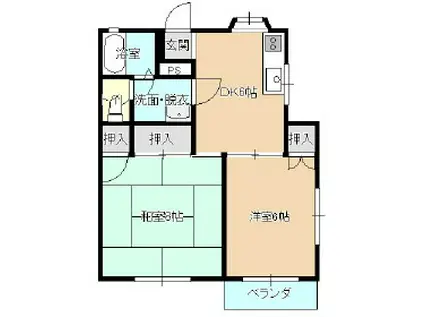 タウンフラット茶畑C(2DK/1階)の間取り写真