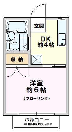 エステートピア八王子(1DK/1階)の間取り写真