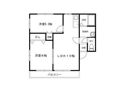 スプリングヒルズ(2LDK/2階)の間取り写真