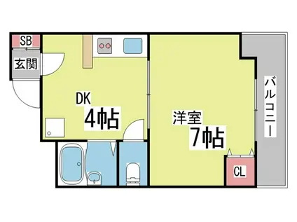 あゆみ六甲ハイツ(1DK/2階)の間取り写真