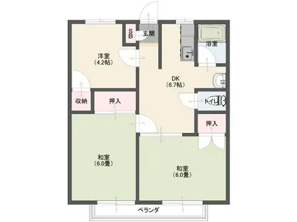 フラットカドノ(3K/2階)の間取り写真