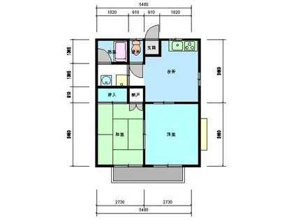 オレンジハウス(2DK/2階)の間取り写真
