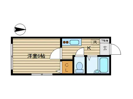 ウエストコート大森(1K/1階)の間取り写真