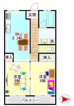 大建アーバンハイツ(2DK/4階)の間取り写真