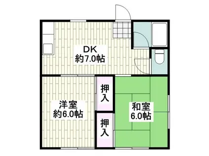 なぎさハイツ(2DK/1階)の間取り写真
