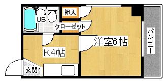 メゾン東雲I(1DK/3階)の間取り写真