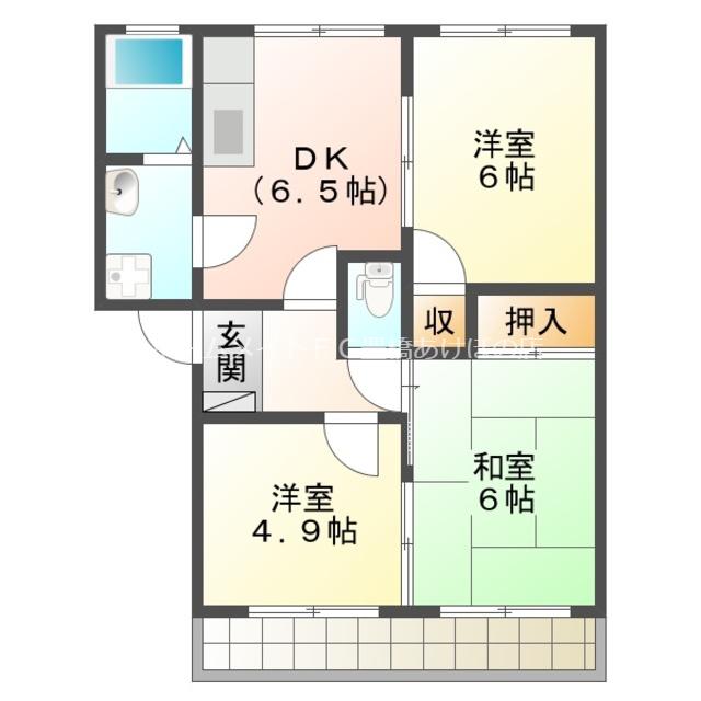 アーバンハイツB棟(3DK/2階)の間取り写真