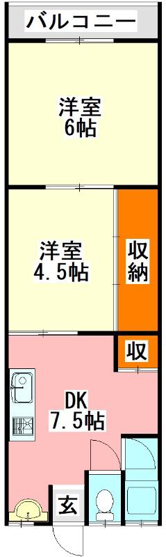 OMコーポ I・II(2DK/2階)の間取り写真