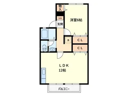 ハイツユー(1LDK/2階)の間取り写真