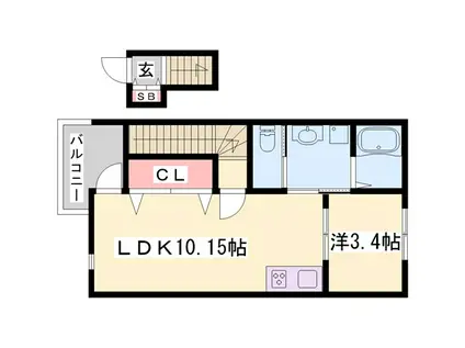 ブランテラス尾上町(1LDK/2階)の間取り写真