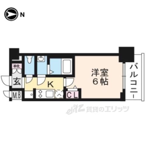 プレサンスTHE KYOTO 東福寺 イースト(1K/6階)の間取り写真