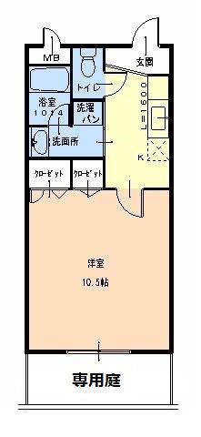 Mグラナート(1K/1階)の間取り写真